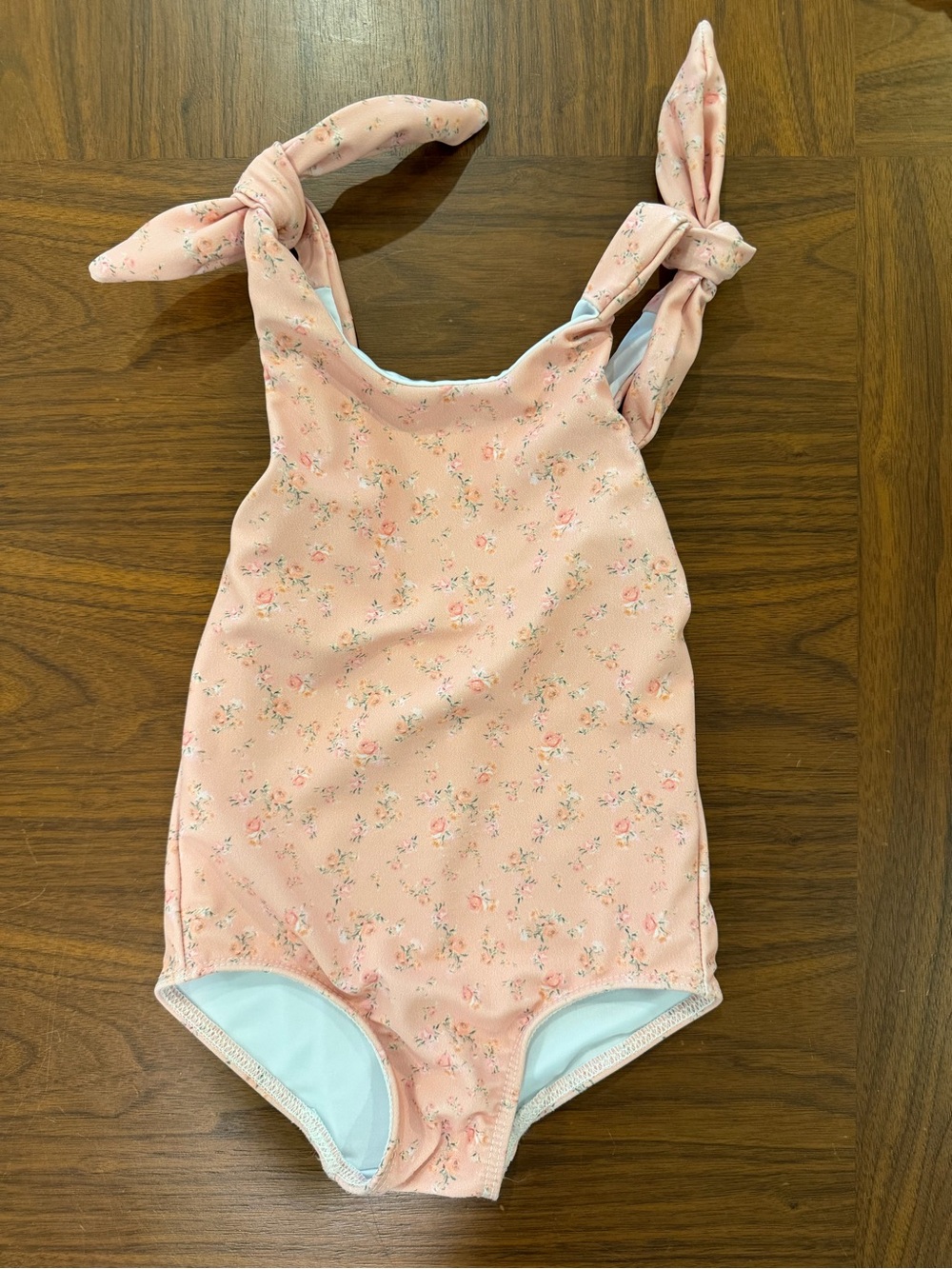 Minnow Swim Pink Floral One-Piece Swimsuit with Tie Straps Size 2T